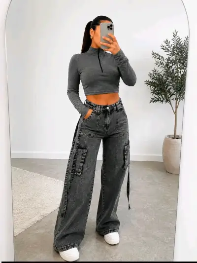 Jeans anchos cargo mujer - miniatura 1