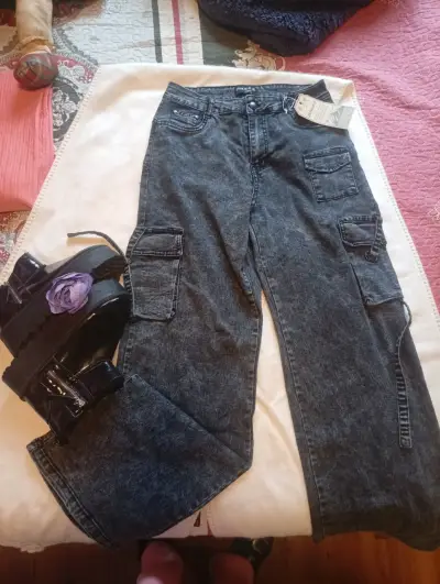 Jeans anchos cargo mujer - miniatura 2