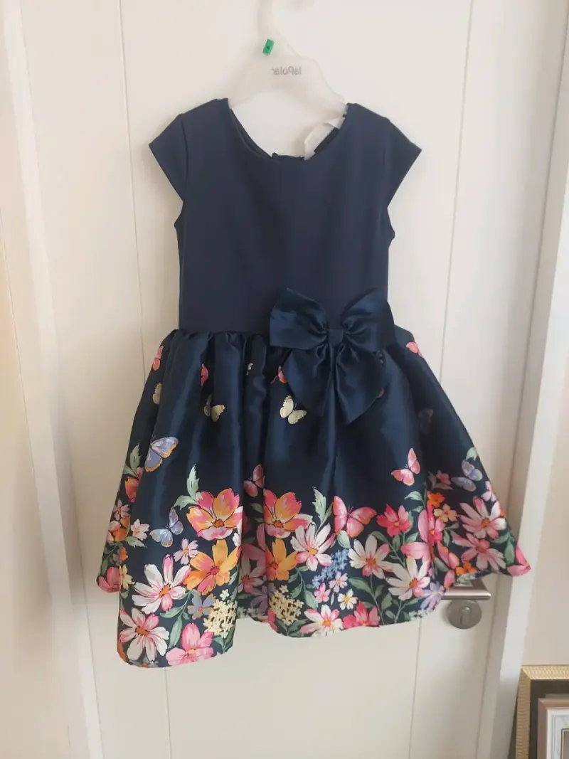 Vestido azul floral infantil - 1