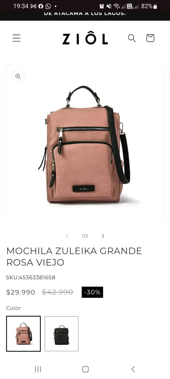 Mochila color rosa palo ZIOL - 4