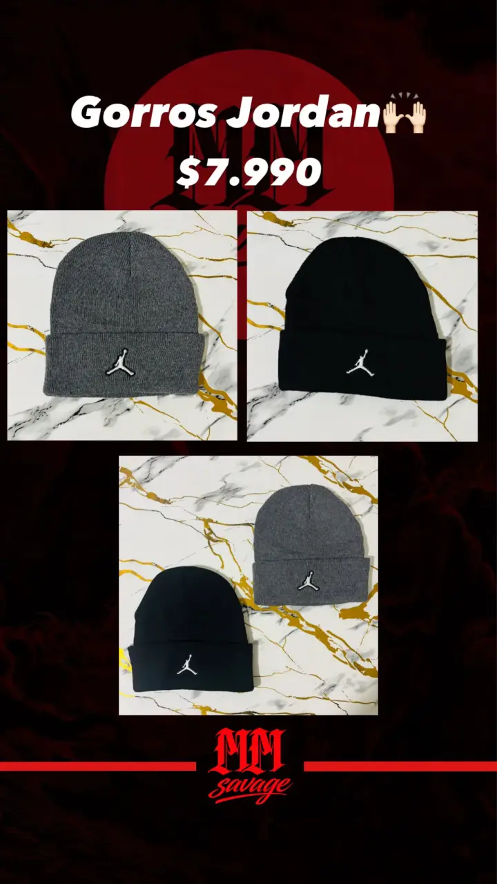 Gorros Jordan negro y gris