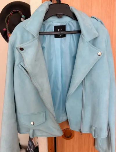 Chaqueta celeste de gamuza - miniatura 1