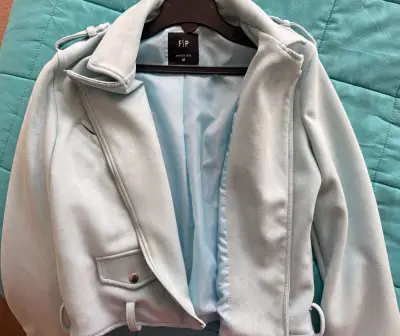 Chaqueta celeste de gamuza - miniatura 2