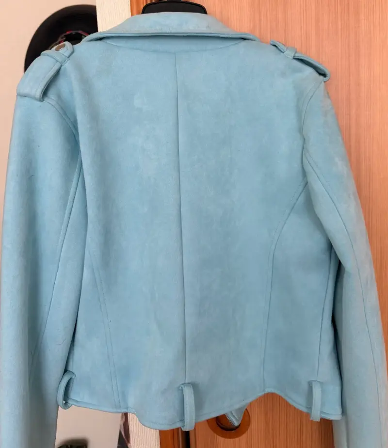 Chaqueta celeste de gamuza - 3