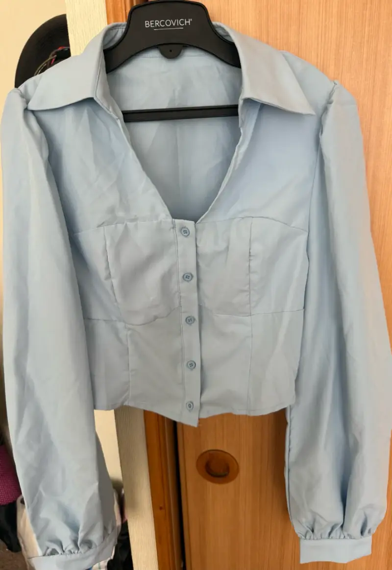 Blusa celeste manga larga - 2