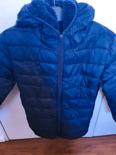 Parka azul acolchada con capucha - miniatura 1