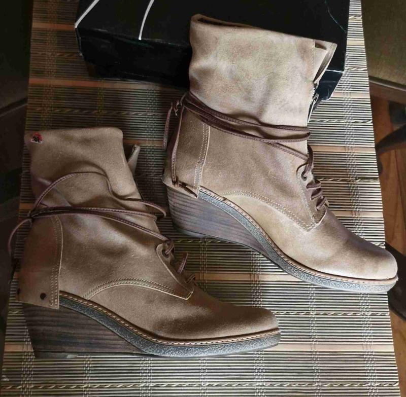 Botines de cuero beige con cierre - 2