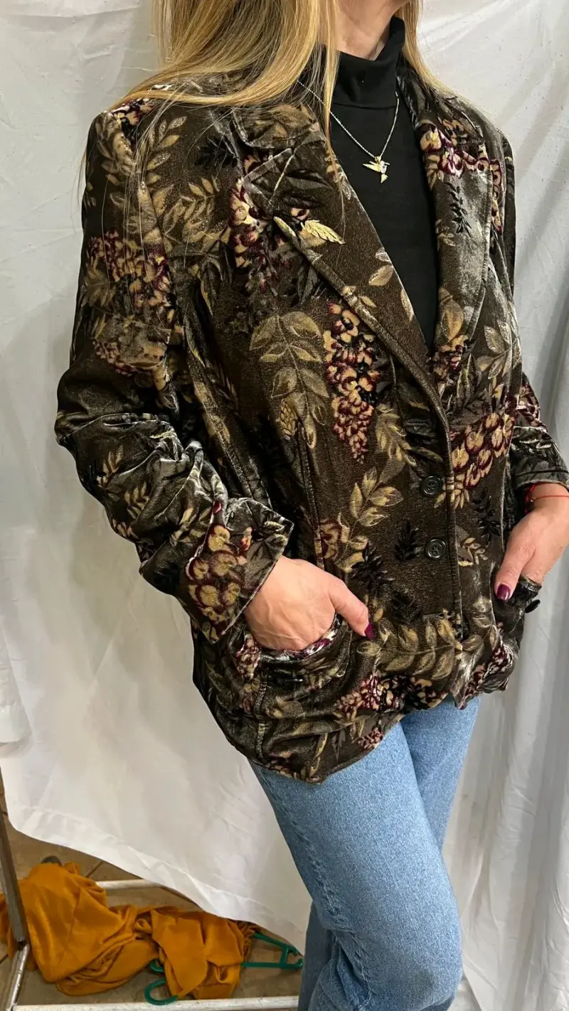 Blazer de terciopelo floral - 3