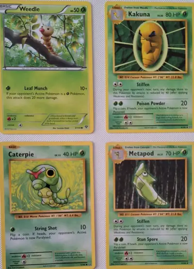Cartas Pokémon Weedle, Kakuna, Caterpie y Metapod - miniatura 1