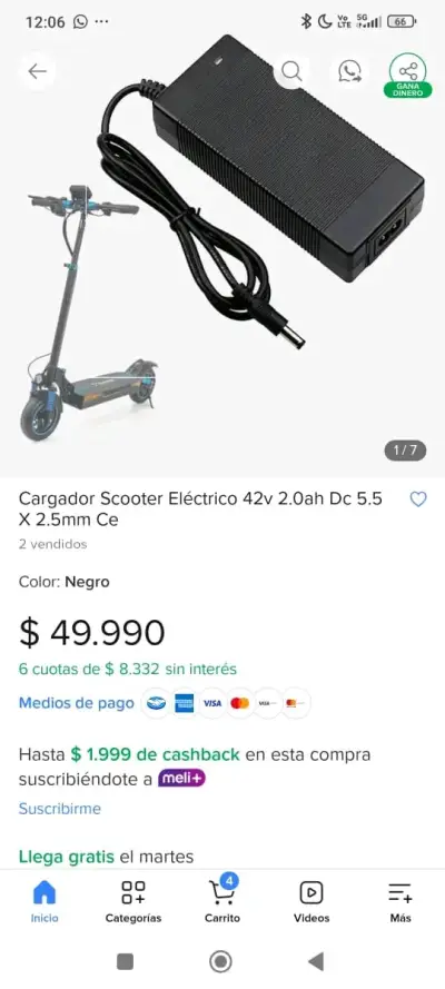 Cargador para scooter eléctrico 350 watts - miniatura 1