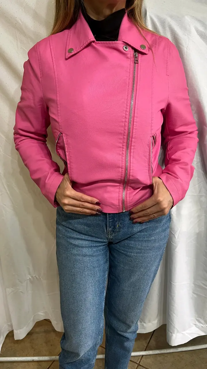 Chaqueta biker rosa mujer - 2