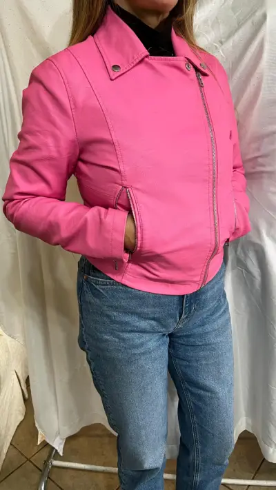 Chaqueta biker rosa mujer - miniatura 3
