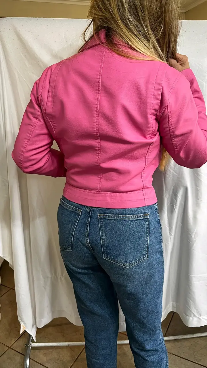 Chaqueta biker rosa mujer - 4