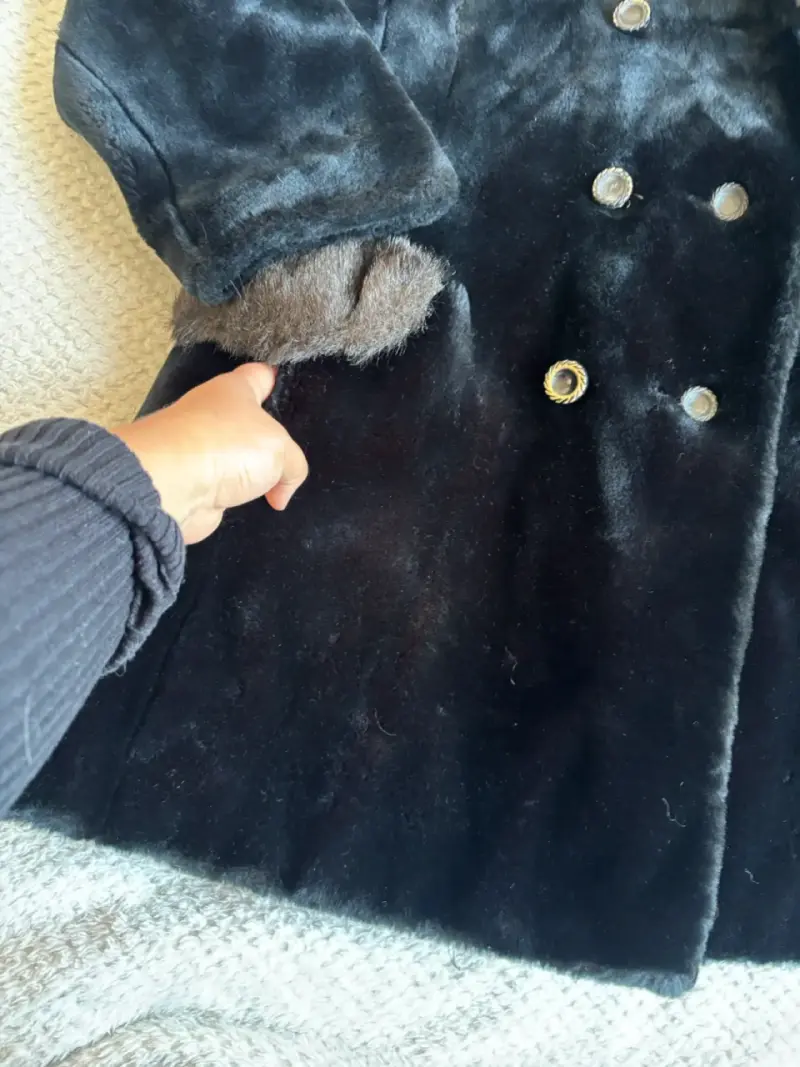 Abrigo de piel negro vintage - 2