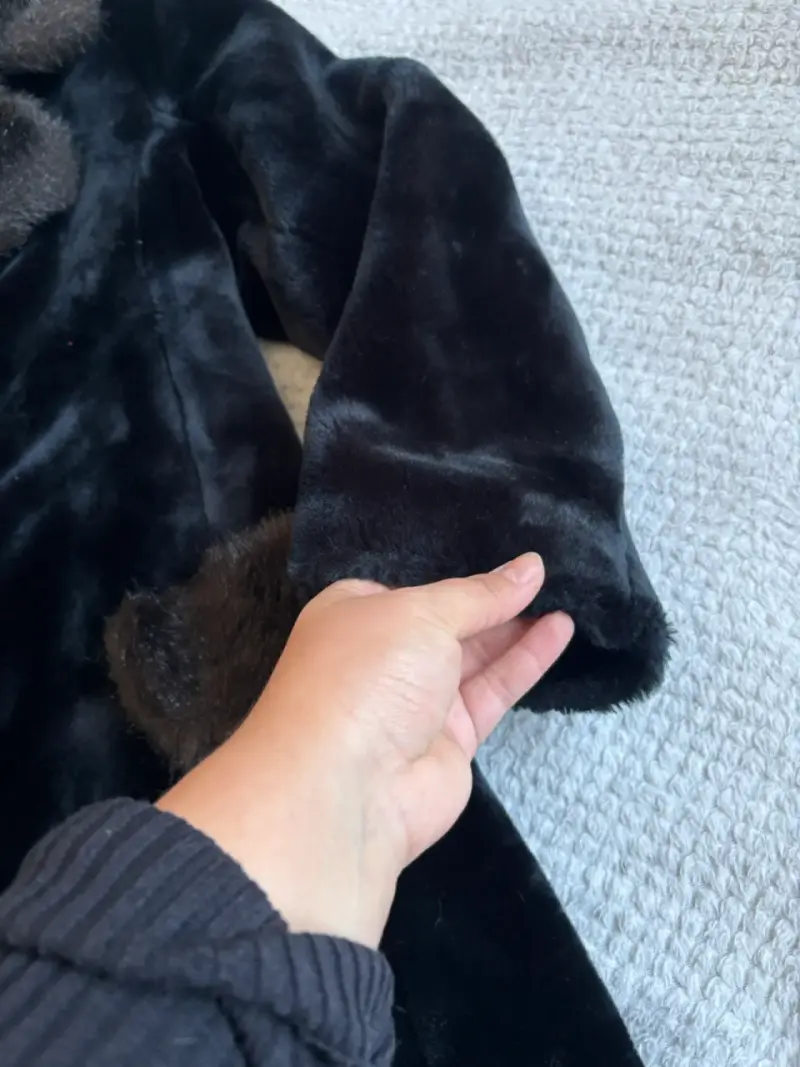 Abrigo de piel negro vintage - 3