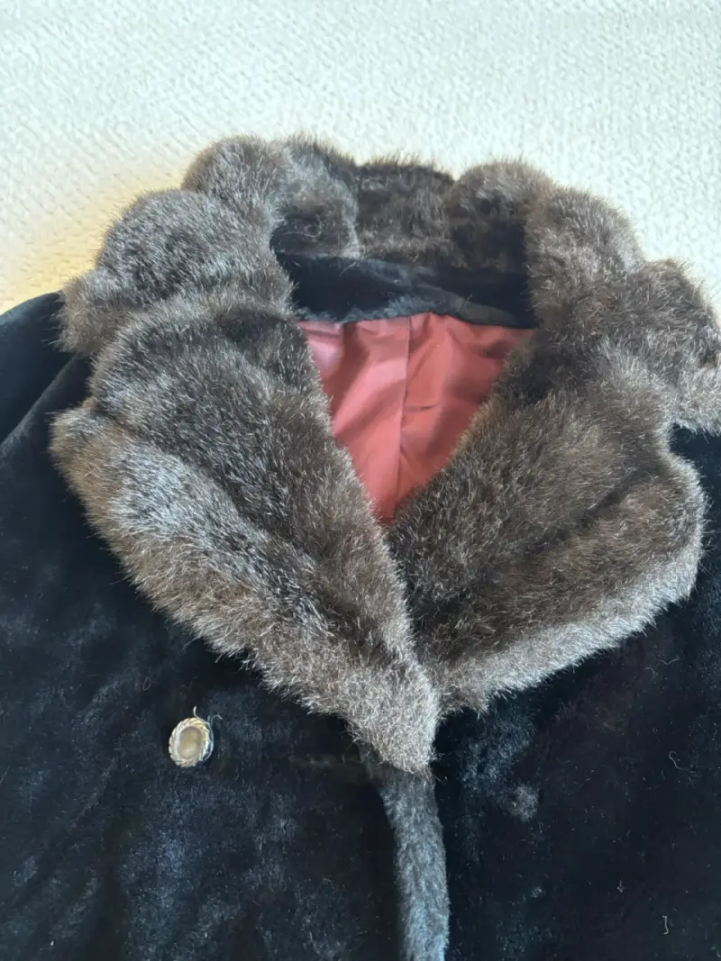 Abrigo de piel negro vintage - 4