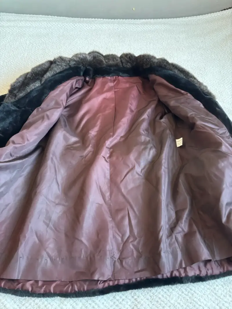 Abrigo de piel negro vintage - 5