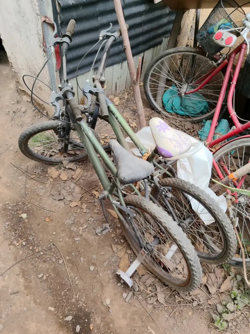 Bicicleta plegable verde usada
