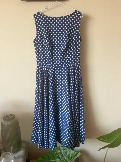 Vestido azul con lunares M - miniatura 1