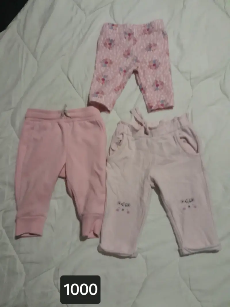 Lote 3 pantalones bebé rosados - 1