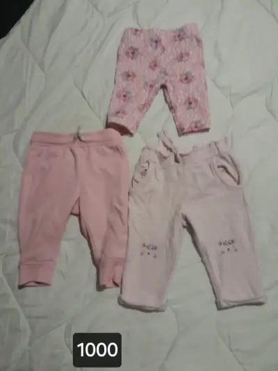 Lote 3 pantalones bebé rosados - miniatura 1
