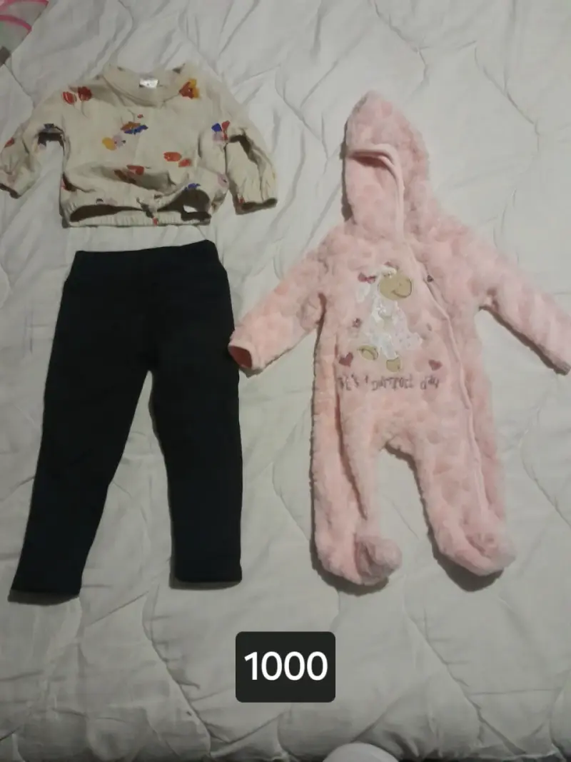 Lote 3 pantalones bebé rosados - 2