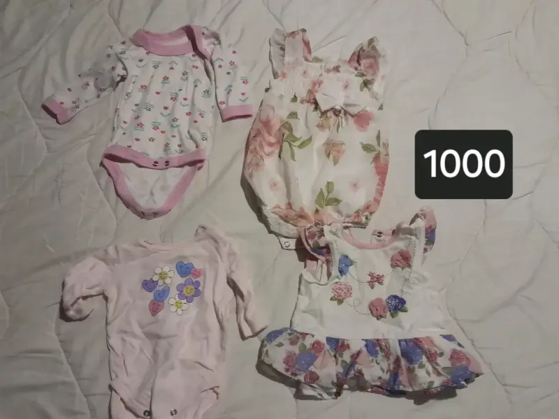 Conjunto ropa bebé floral y rosa - 2