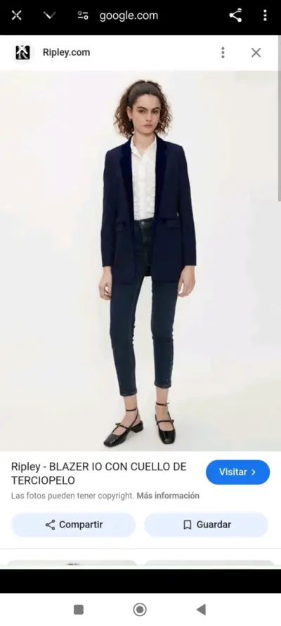 Blazer Io azul talla 38 con cuello de terciopelo - miniatura 1