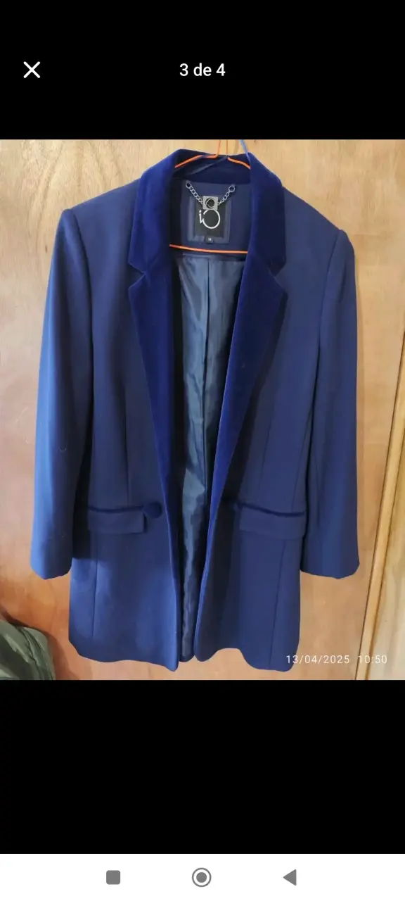 Blazer Io azul talla 38 con cuello de terciopelo - 2