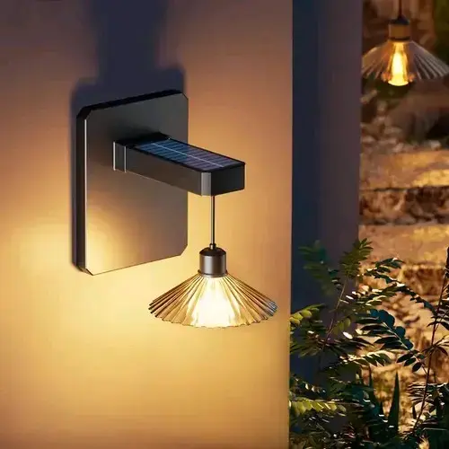 Aplique de pared negro moderno solar luz cálida - 4