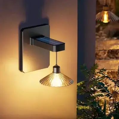 Aplique de pared negro moderno solar luz cálida - miniatura 4