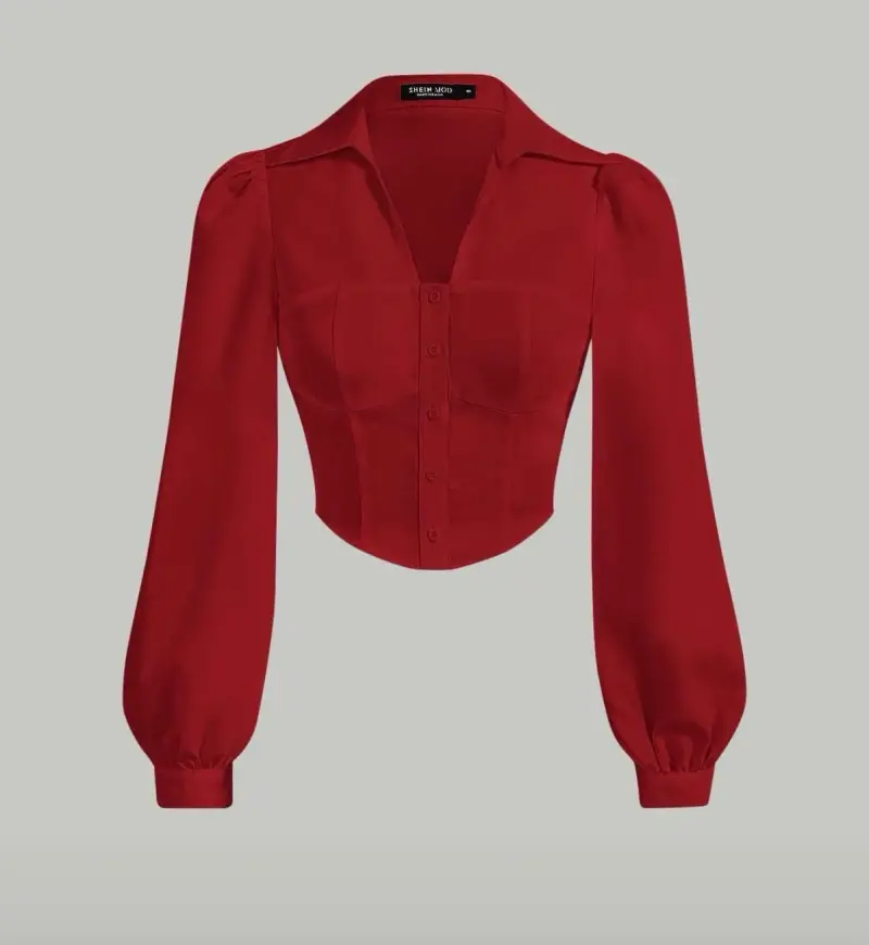 Blusa roja con manga larga - 5