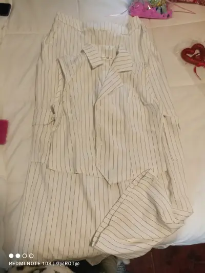 Traje de vestir a rayas blanco - miniatura 1