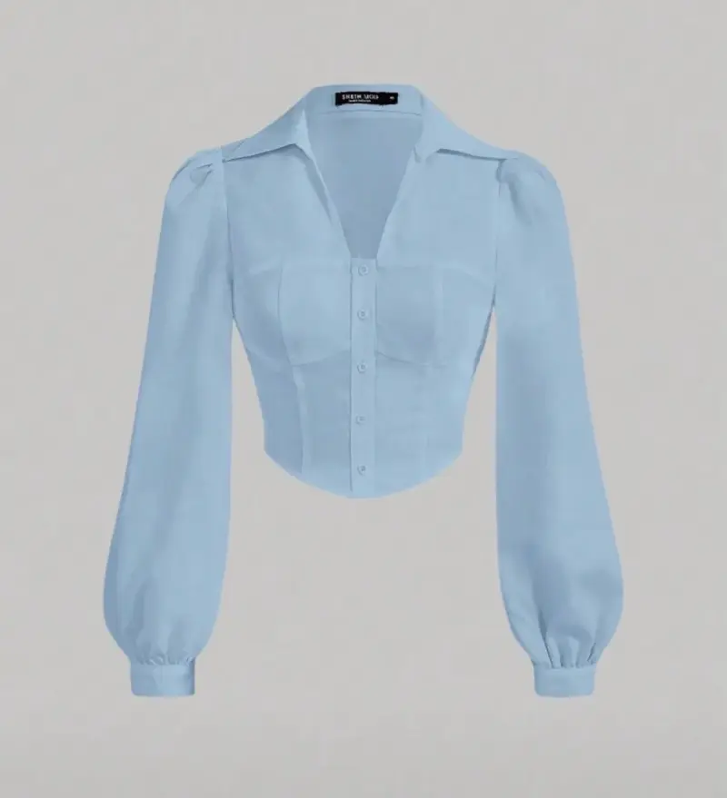 Blusa celeste manga larga