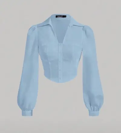 Blusa celeste manga larga - miniatura 1