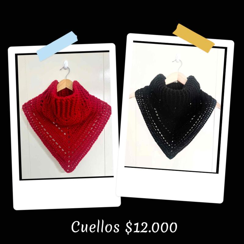Cuellos tejidos en rojo y negro