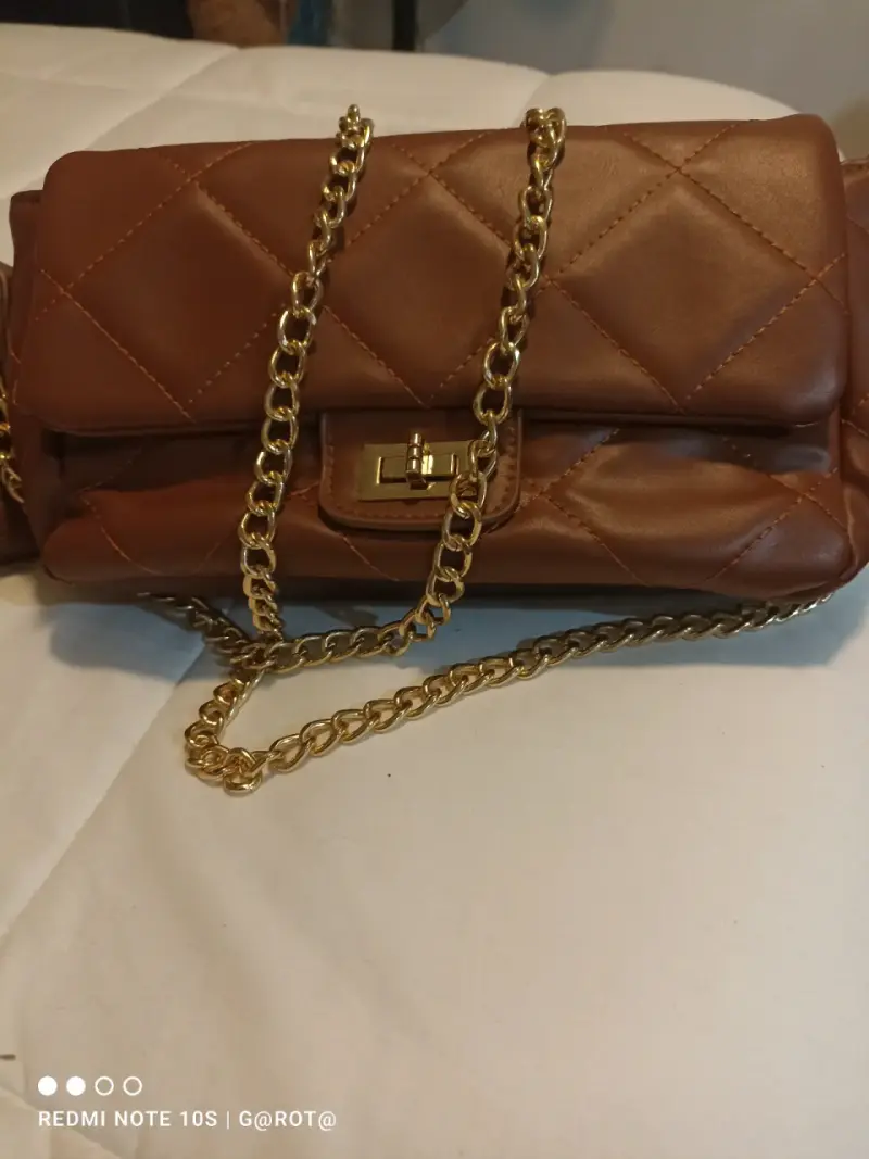 Cartera acolchada marrón - 1