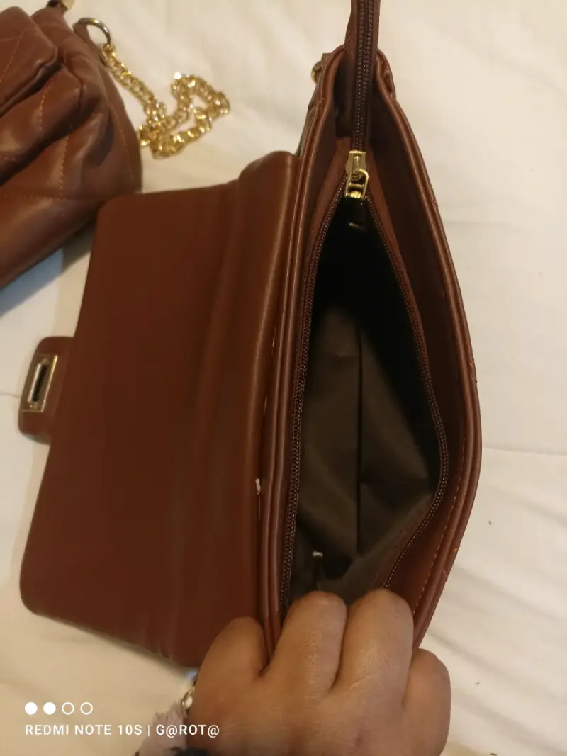 Cartera acolchada marrón - 3