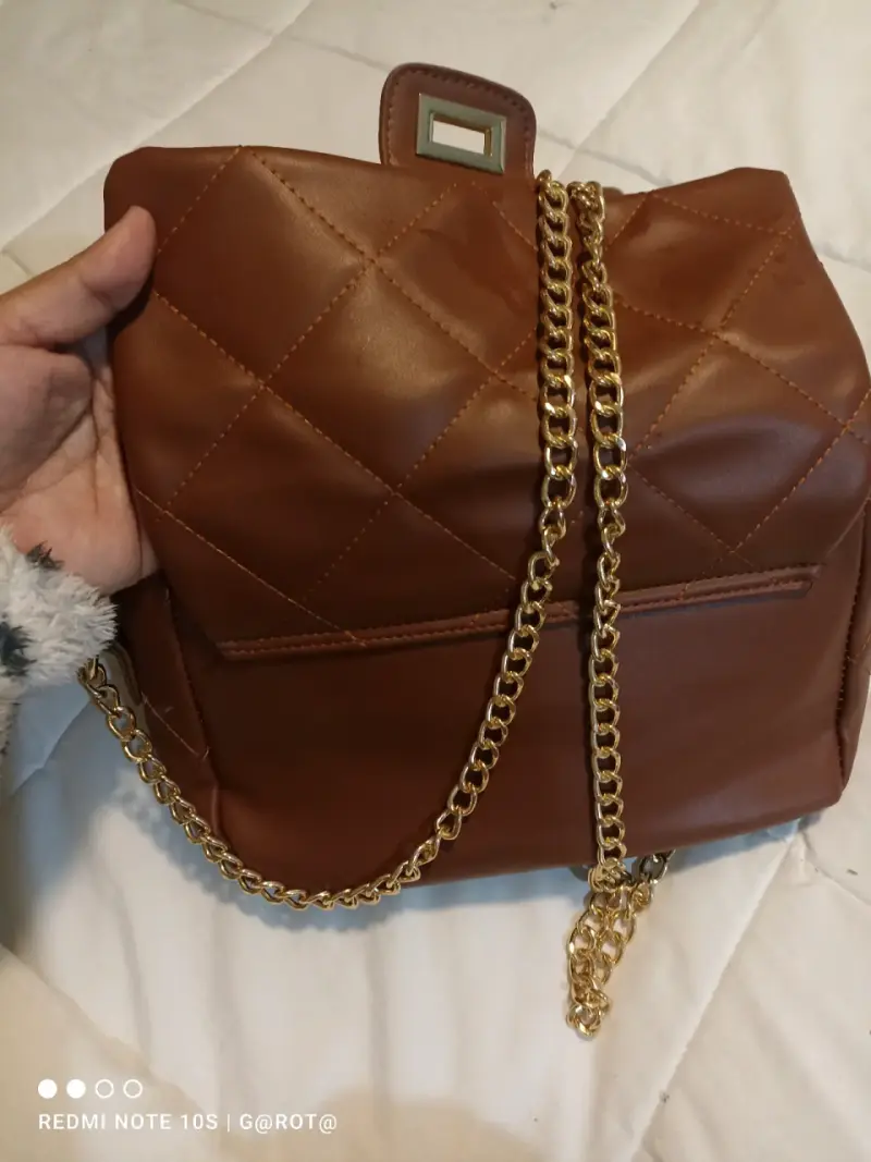 Cartera acolchada marrón - 5