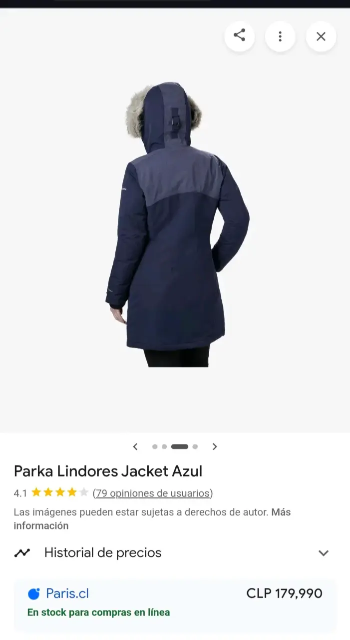Parka azul con capucha de piel - 2