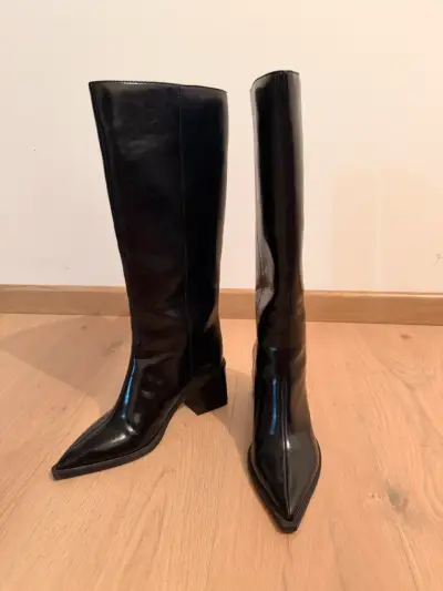 Botas negras de cuero Zara - miniatura 2