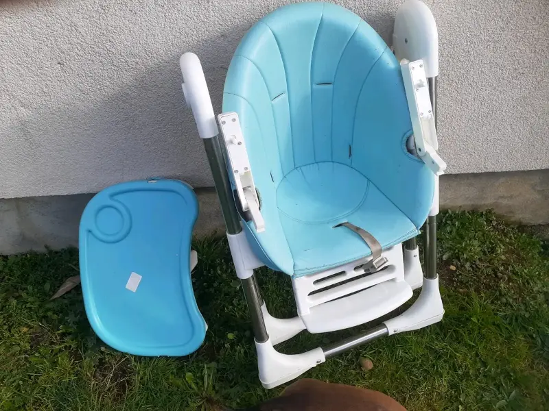 Silla alta para bebé azul - 1