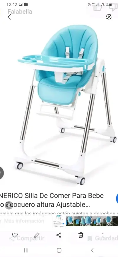 Silla alta para bebé azul - miniatura 3
