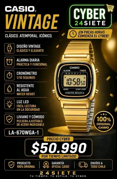 Reloj Casio Vintage Dorado - miniatura 1