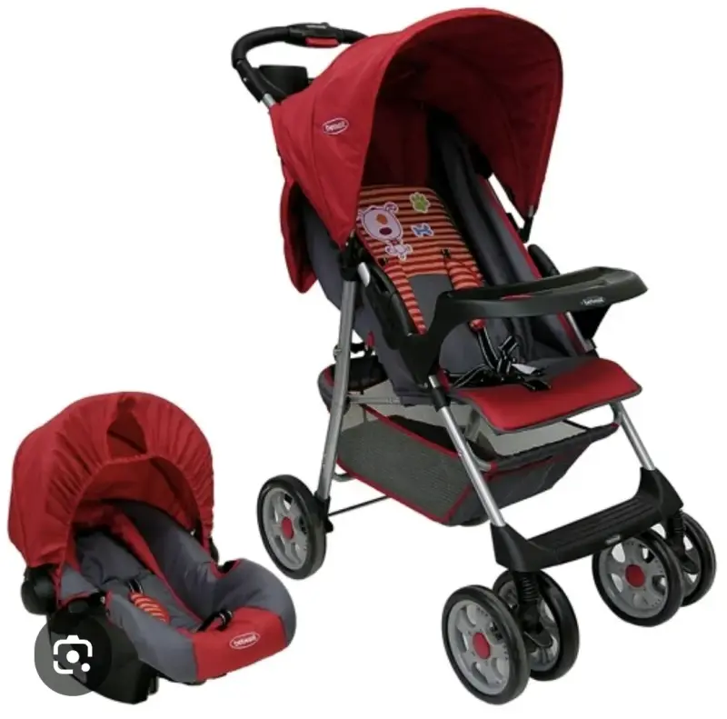 Coche de bebé rojo con silla huevito - 1