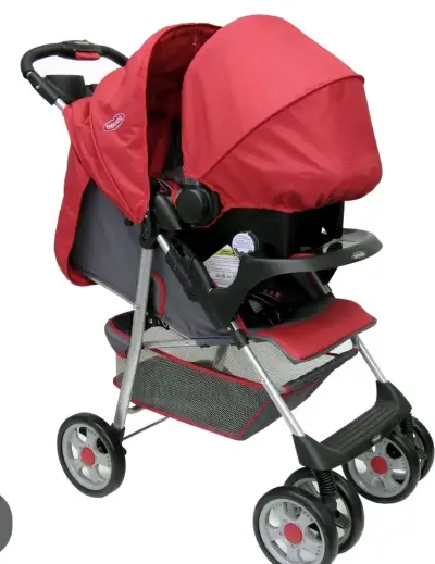 Coche de bebé rojo con silla huevito - miniatura 2