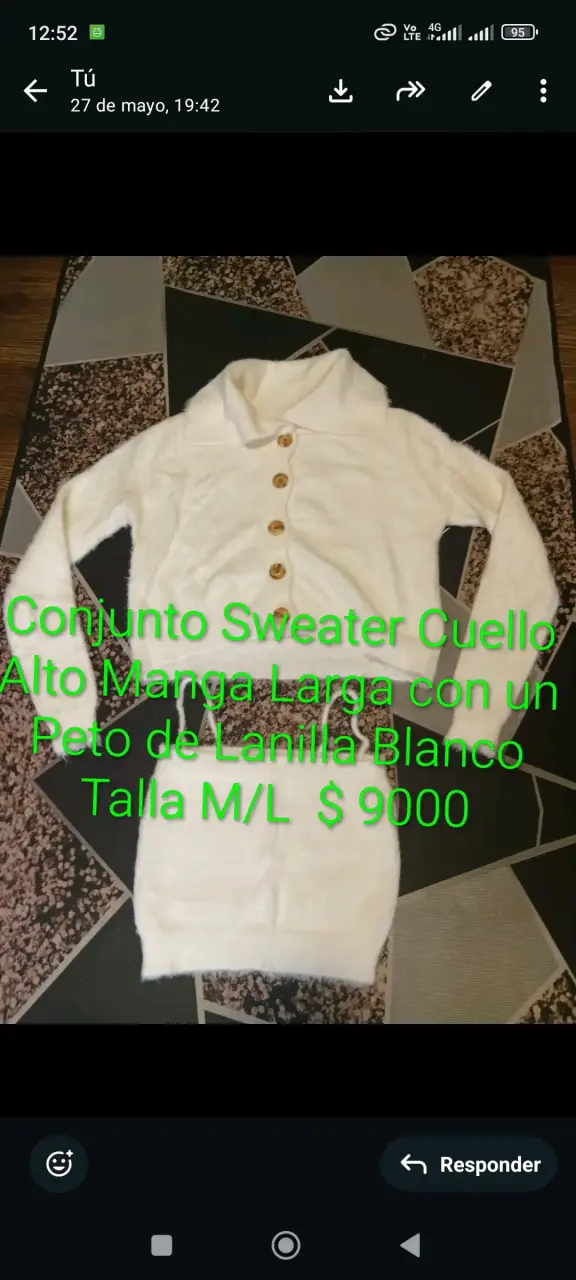 Conjunto sweater blanco con peto