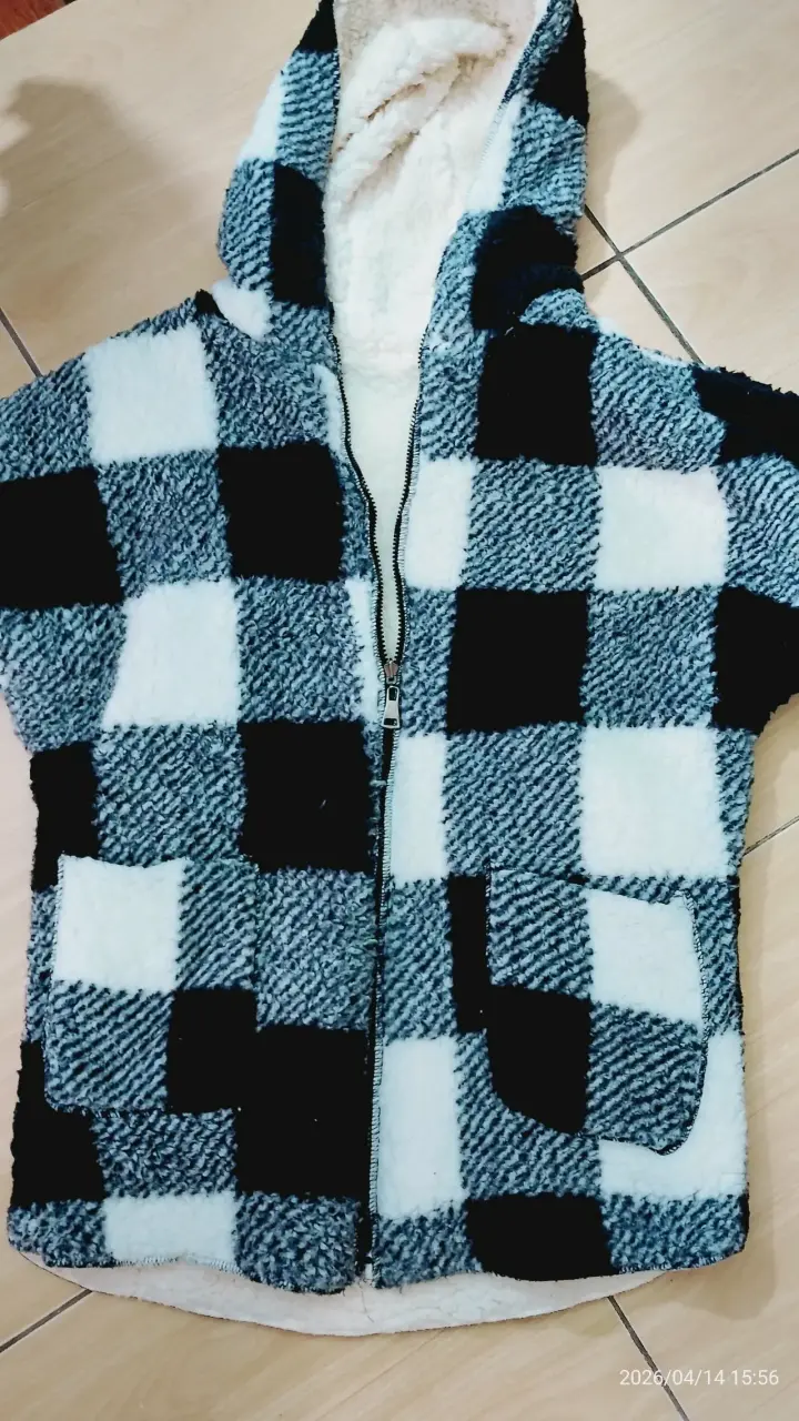 Chaqueta de cuadros con capucha - 1