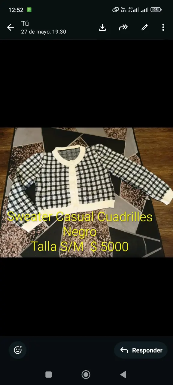 Sweater casual cuadrilles negro