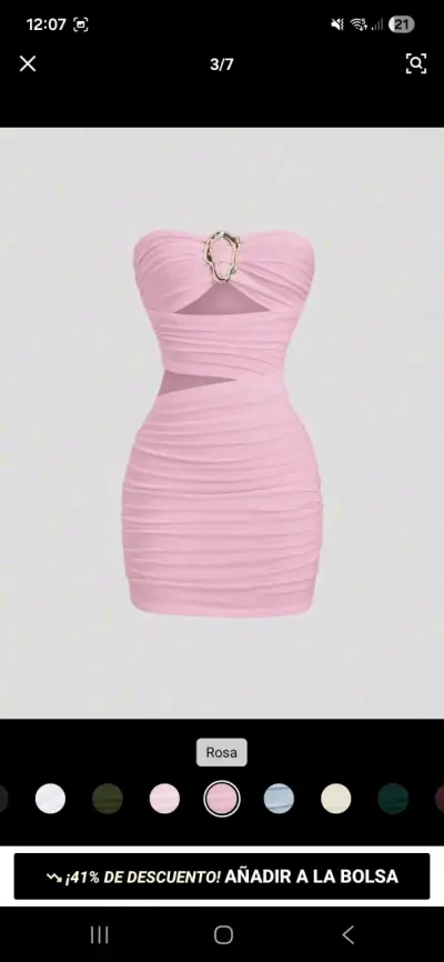 Vestido rosa strapless - miniatura 1